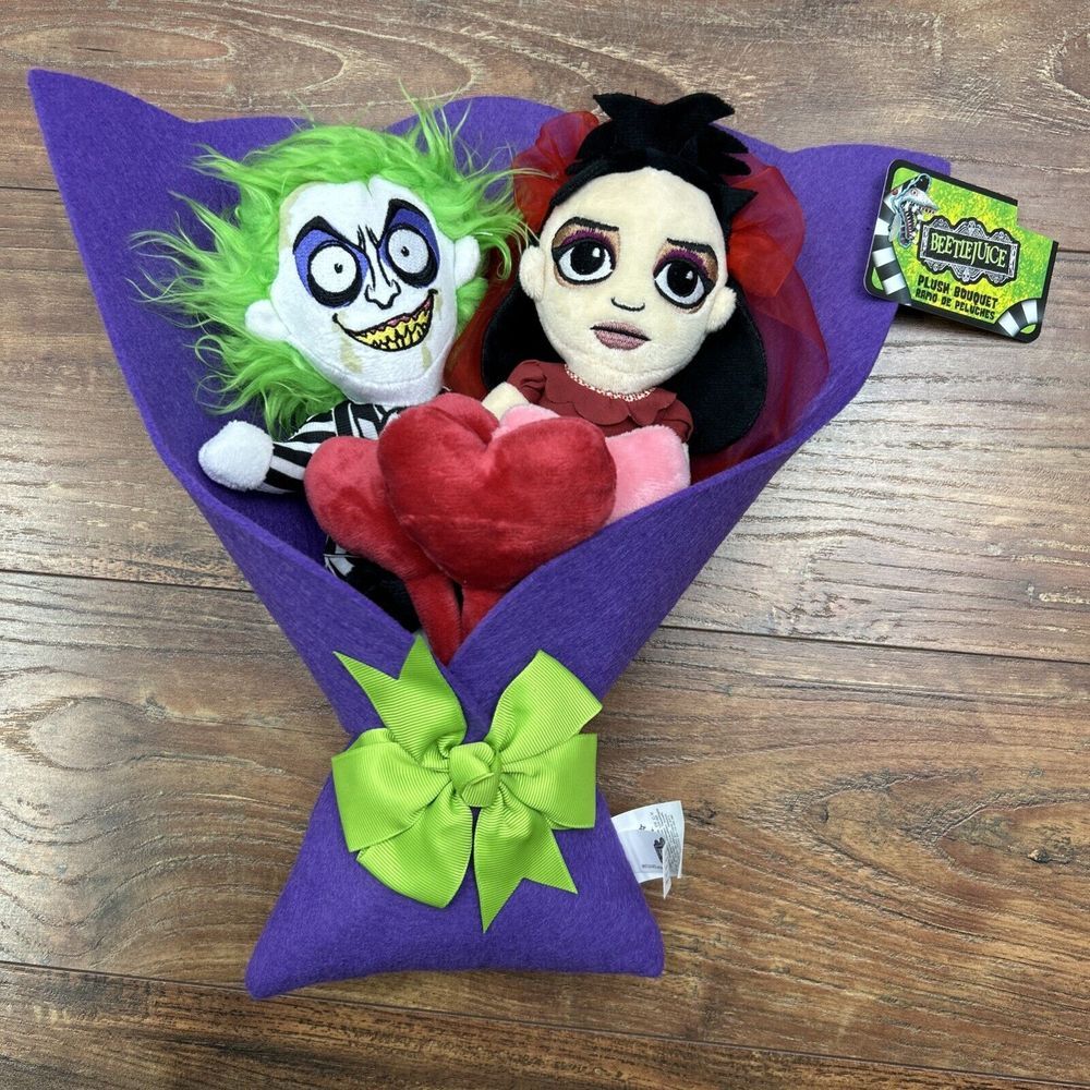 BEETLEJUICE & LYDIA Valentine's Day 13" Plush Bouquet 2025 Ruz NEW Hearts